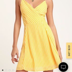 Yellow Striped Tie- Back Skater Dress